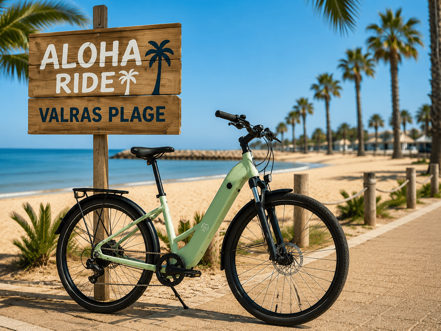 Rockrider E-ACTV 100 Low Frame Electric Hybrid Bike Rental - Almond Green